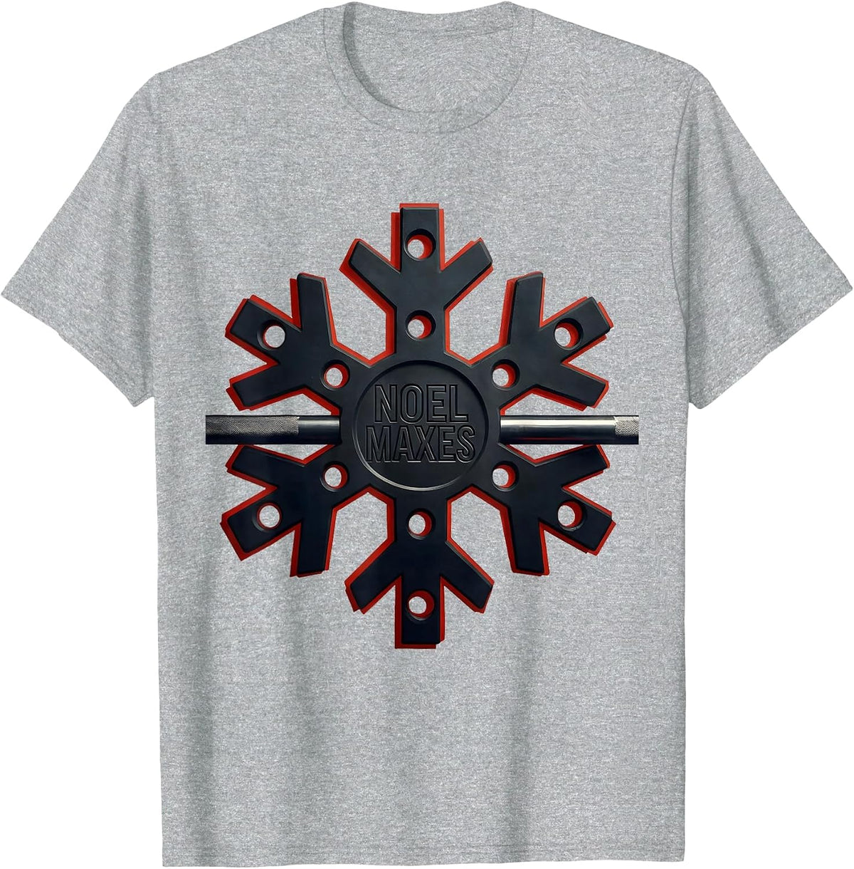 Men's Noel Maxes Funny Christmas Gym Bodybuilder Weightlifting T-Shirt - Heather Grey