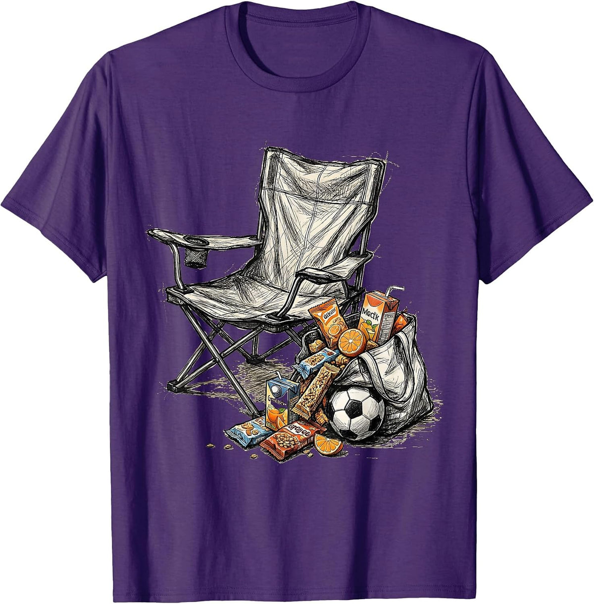Soccer Dad Folding Chair Snack Bag Graphic T-Shirt - Purple