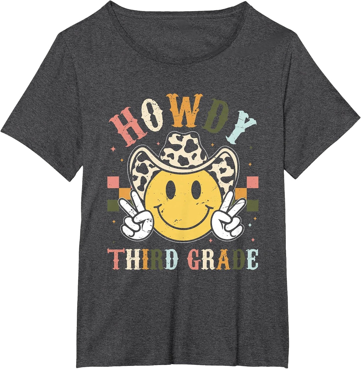 3rd Grade Teacher Rodeo Country Western Howdy Third Grade T-Shirt - Dark Heather Grey