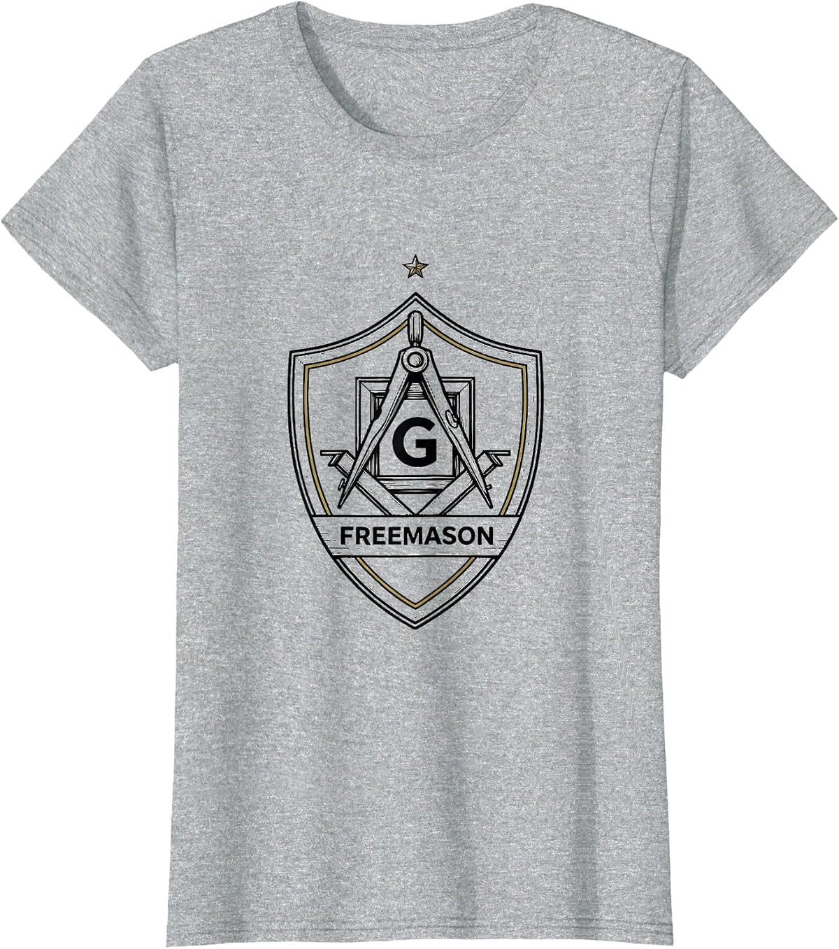 Freemason Square And Compass Fraternal Pride Line Art T-Shirt - Heather Grey
