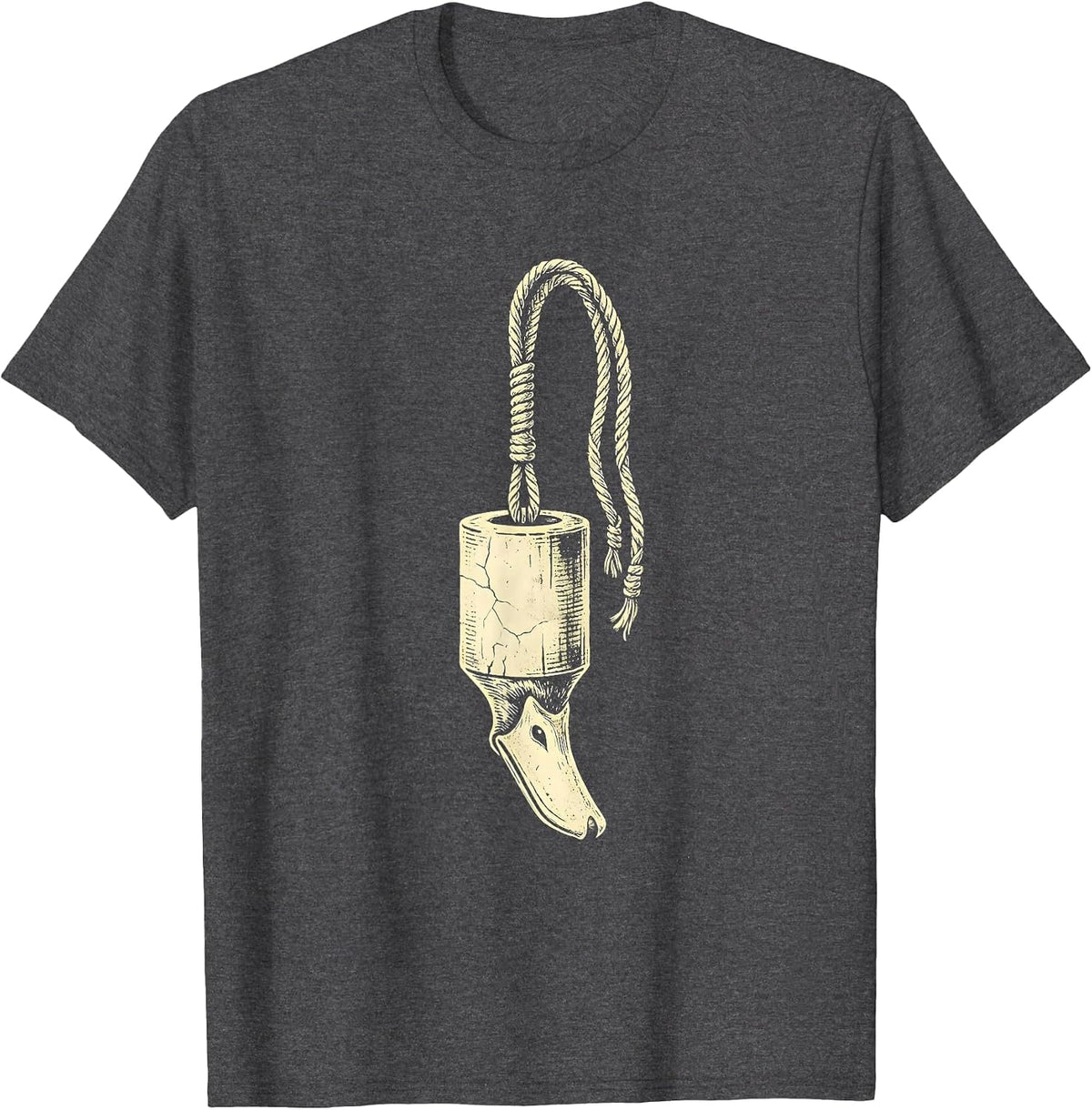 Men's Camo Lanyard Duck Call Hunting Graphic T-Shirt - Dark Heather Grey