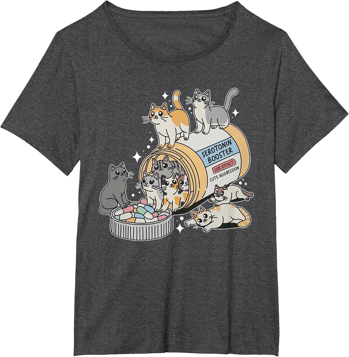 Serotonin Booster Cats, Super Cute for Cat Mom T-Shirt - Dark Heather Grey