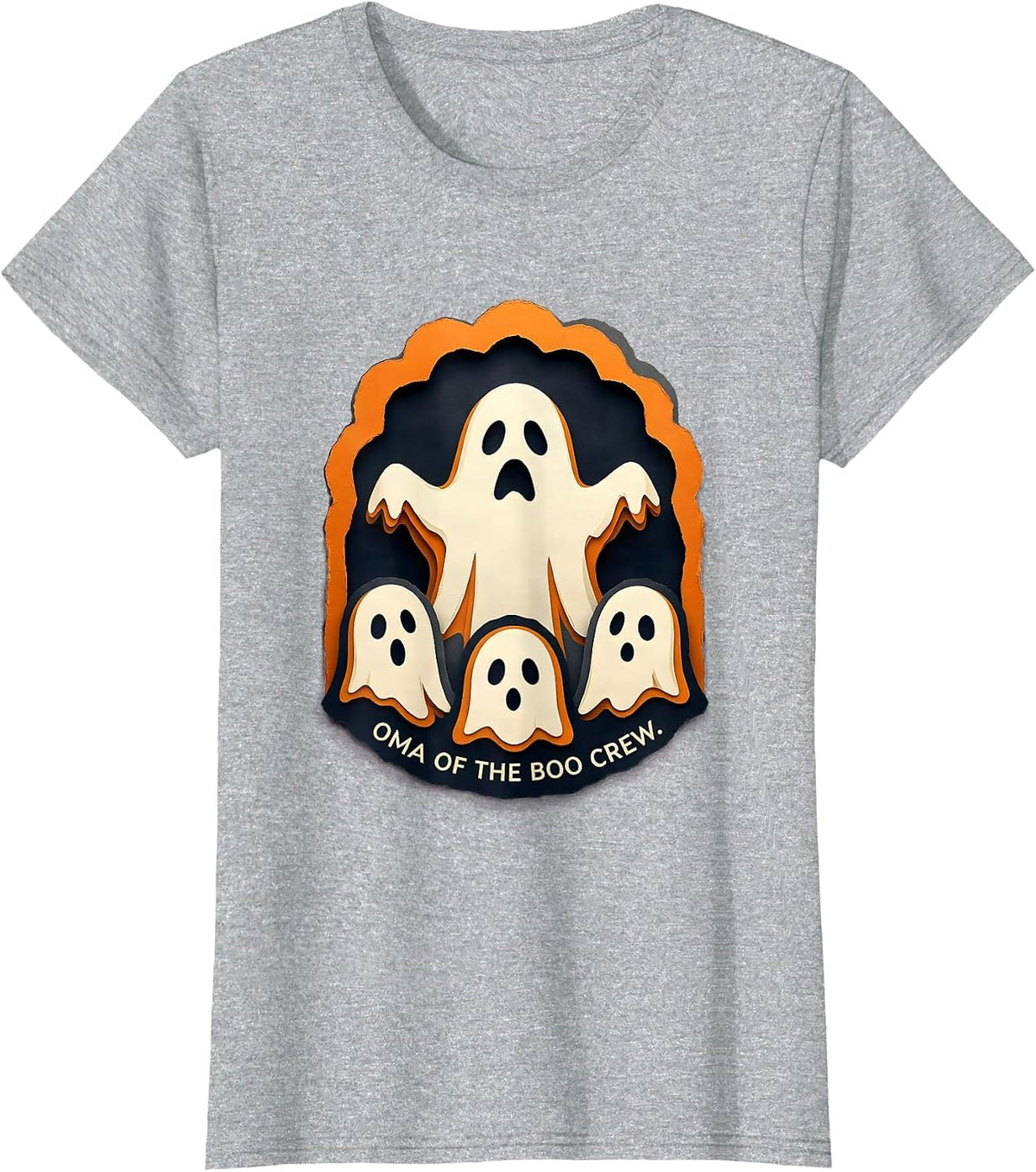 Women's Oma Of The Boo Crew Cute Ghost Family Matching Halloween T-Shirt - Heather Grey