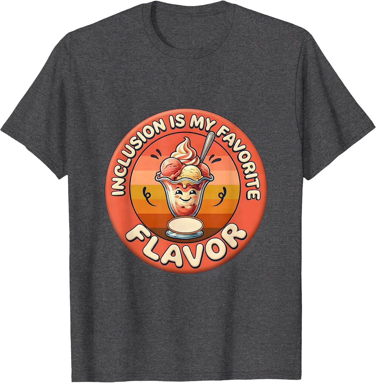 Men's Inclusion Is My Favorite Flavor Retro 70s Special Education T-Shirt - Dark Heather Grey