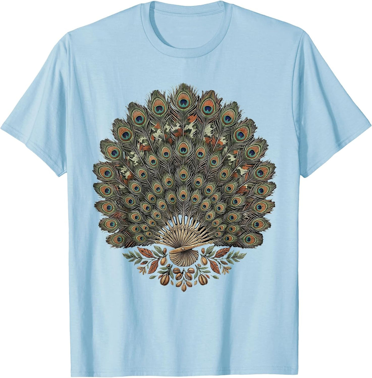 Men's Wild Turkey Fan Spread Camo Illustration T-Shirt - Baby Blue
