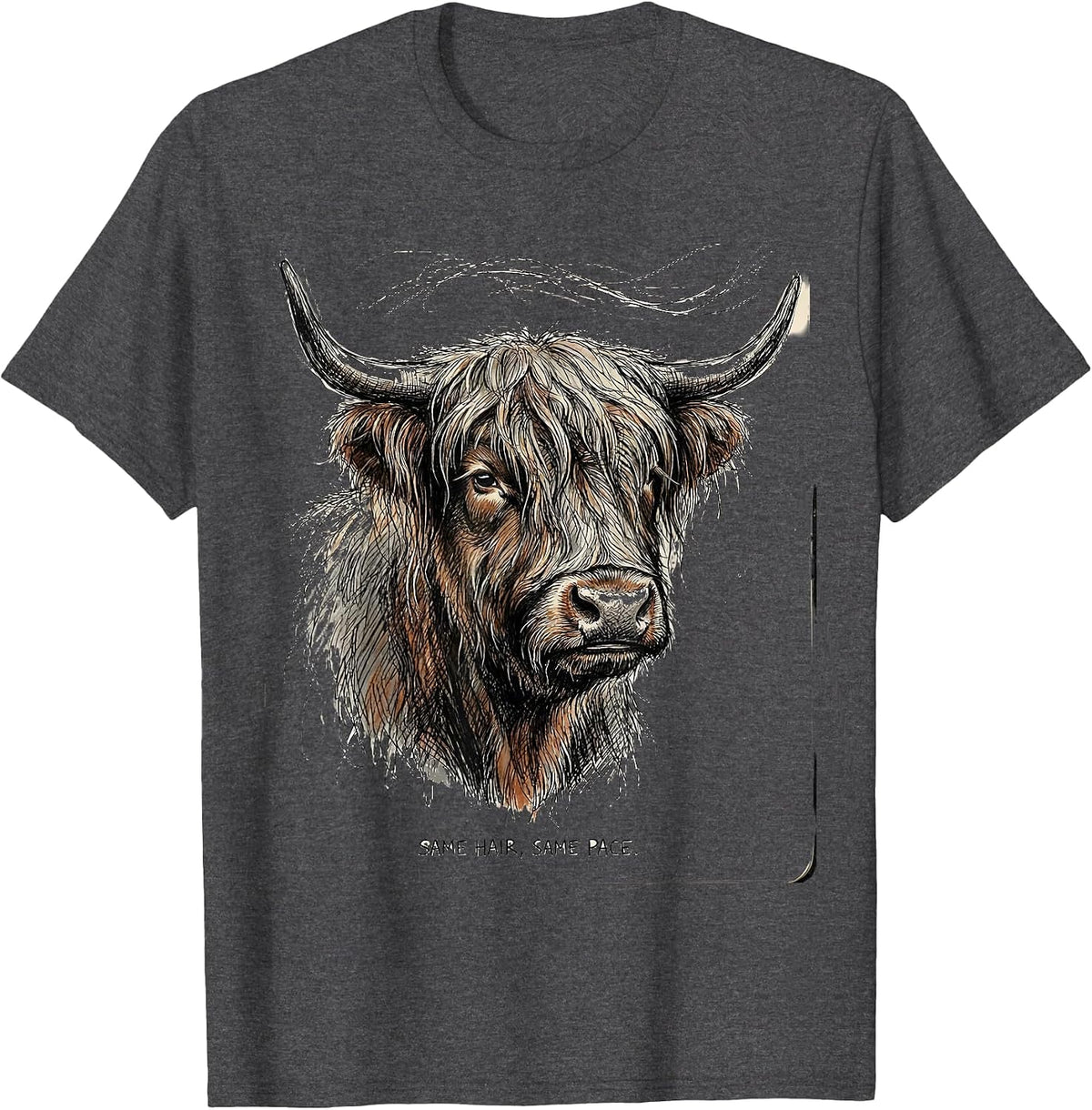 Same Hair, Same Pace Funny Highland Cow Humor Cow Lover Gift T-Shirt - Dark Heather Grey