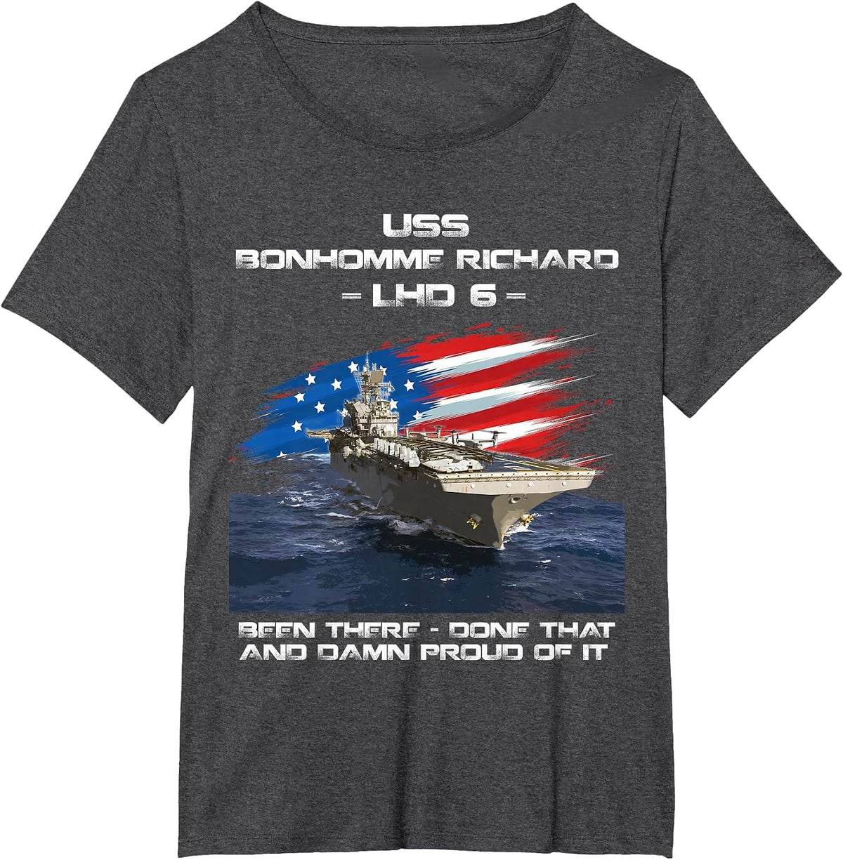 USS Bonhomme Richard LHD-6 Amphibious Storm Ship Veteran T-Shirt - Dark Heather Grey