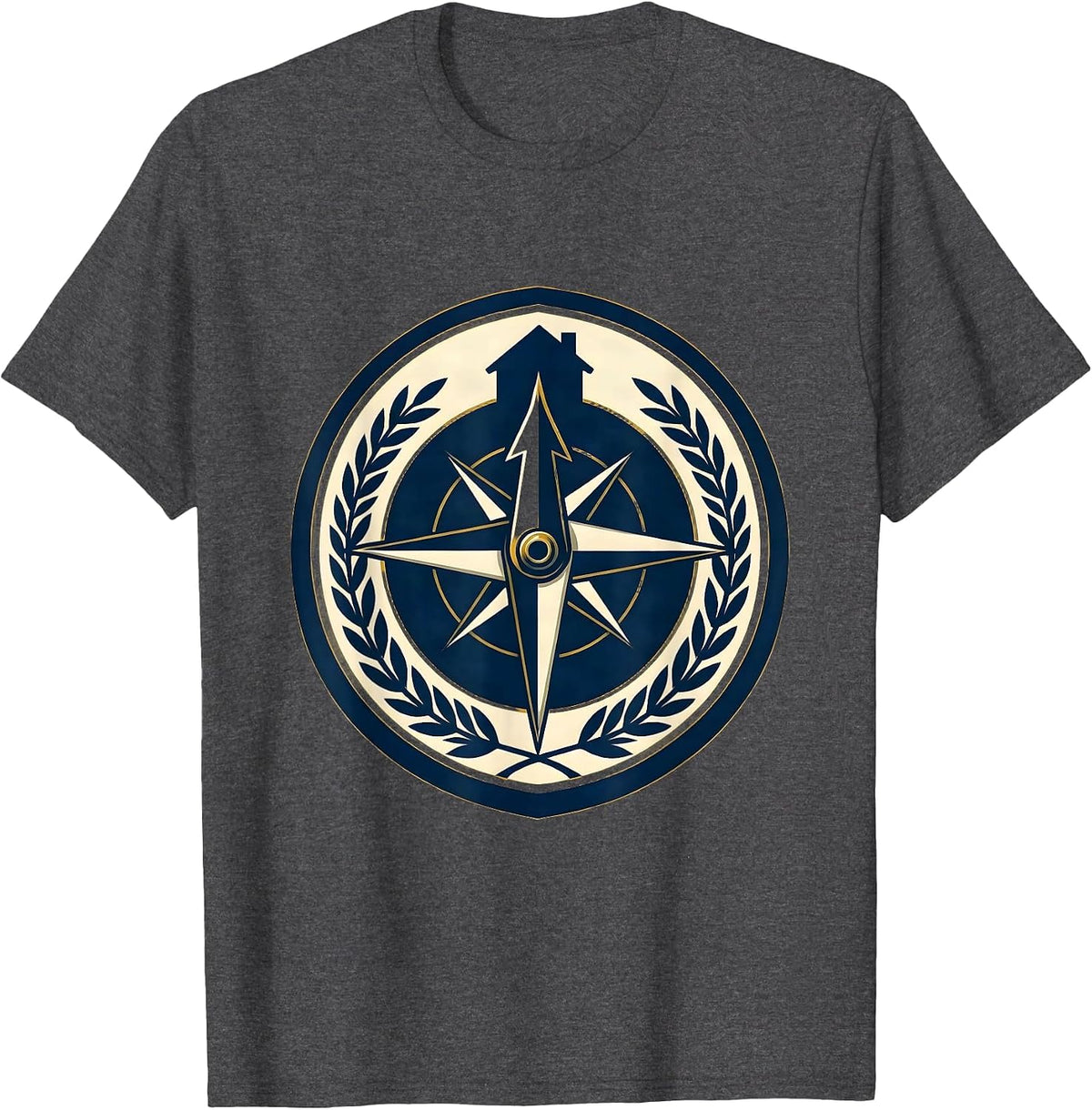 Men's Social Worker Compass Home Graphic Design T-Shirt - Dark Heather Grey