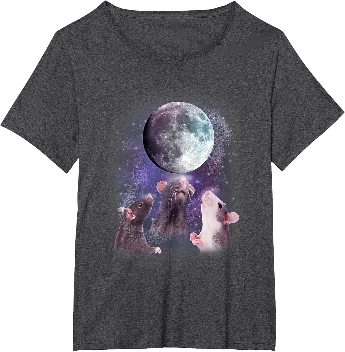 Rats Howling at the Moon Shirt - Funny Rat T-Shirt - Dark Heather Grey