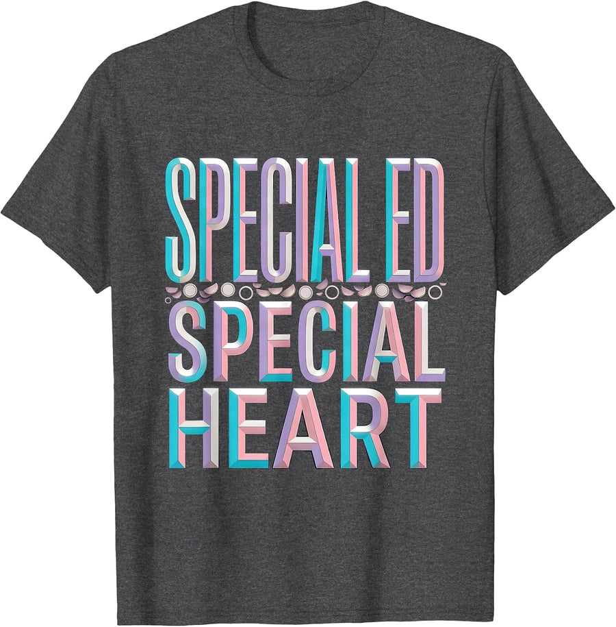 Men's Special Ed Special Heart educator Design T-Shirt - Dark Heather Grey