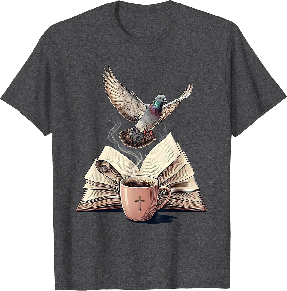 Social Worker Coffee and Notebook Graphic Tee T-Shirt - Dark Heather Grey
