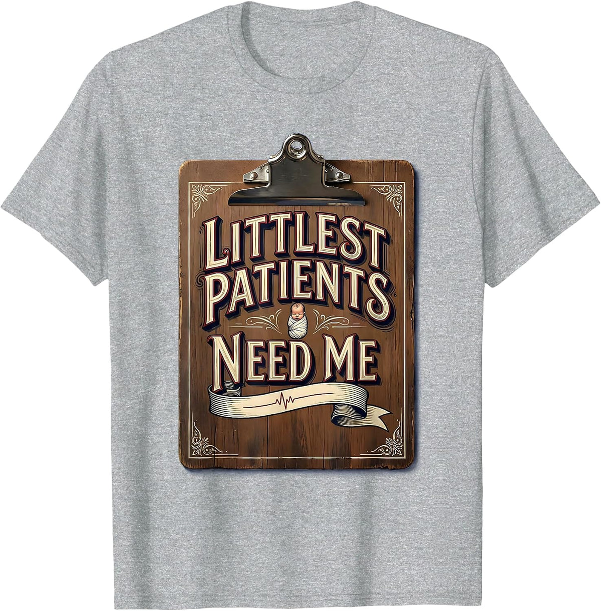 Men's Littlest Patients Need Me NICU Nurse Design T-Shirt - Heather Grey