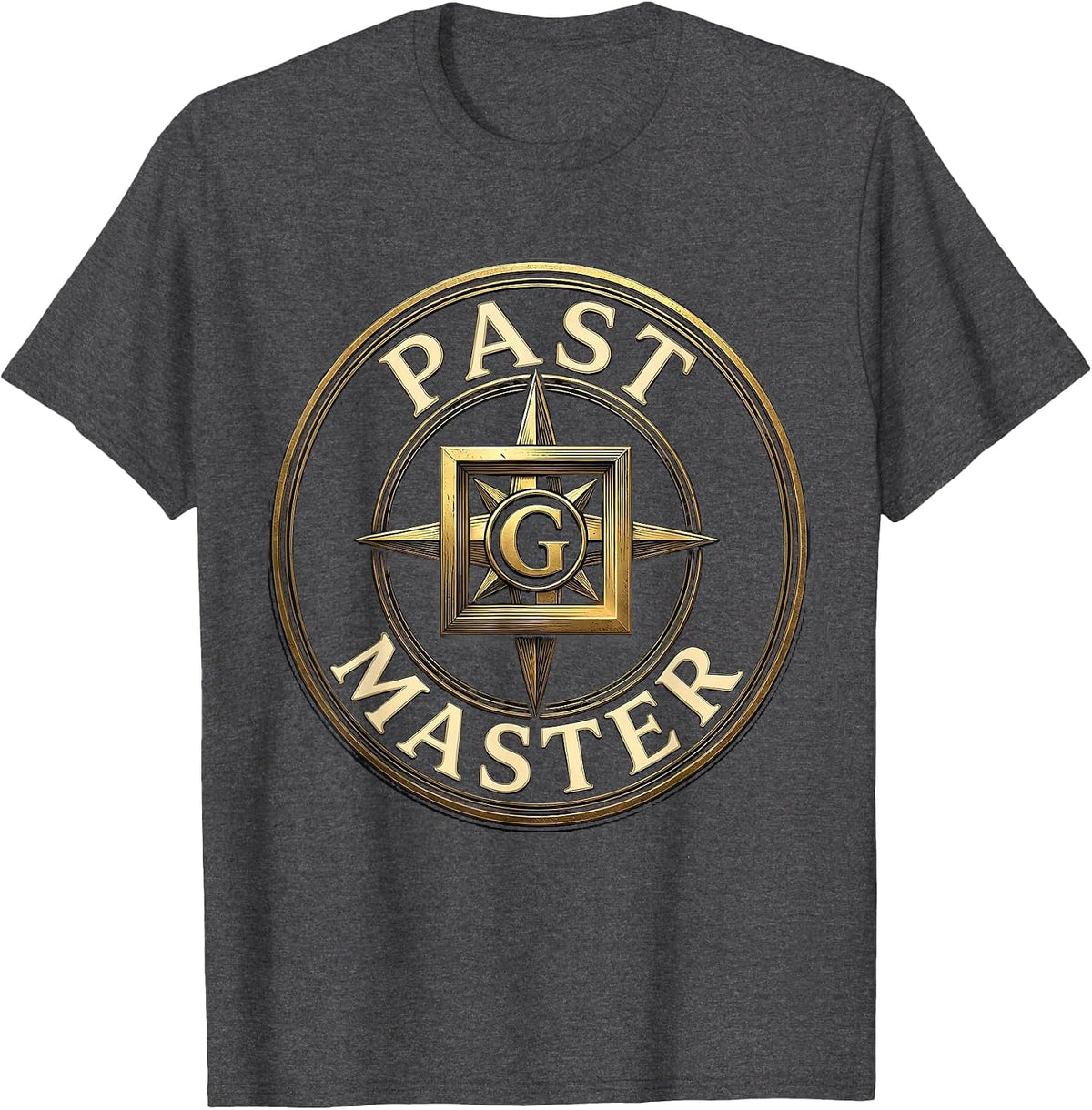 Men's Past Master Masonic Square and Compass Freemason Grand Lodge T-Shirt - Dark Heather Grey
