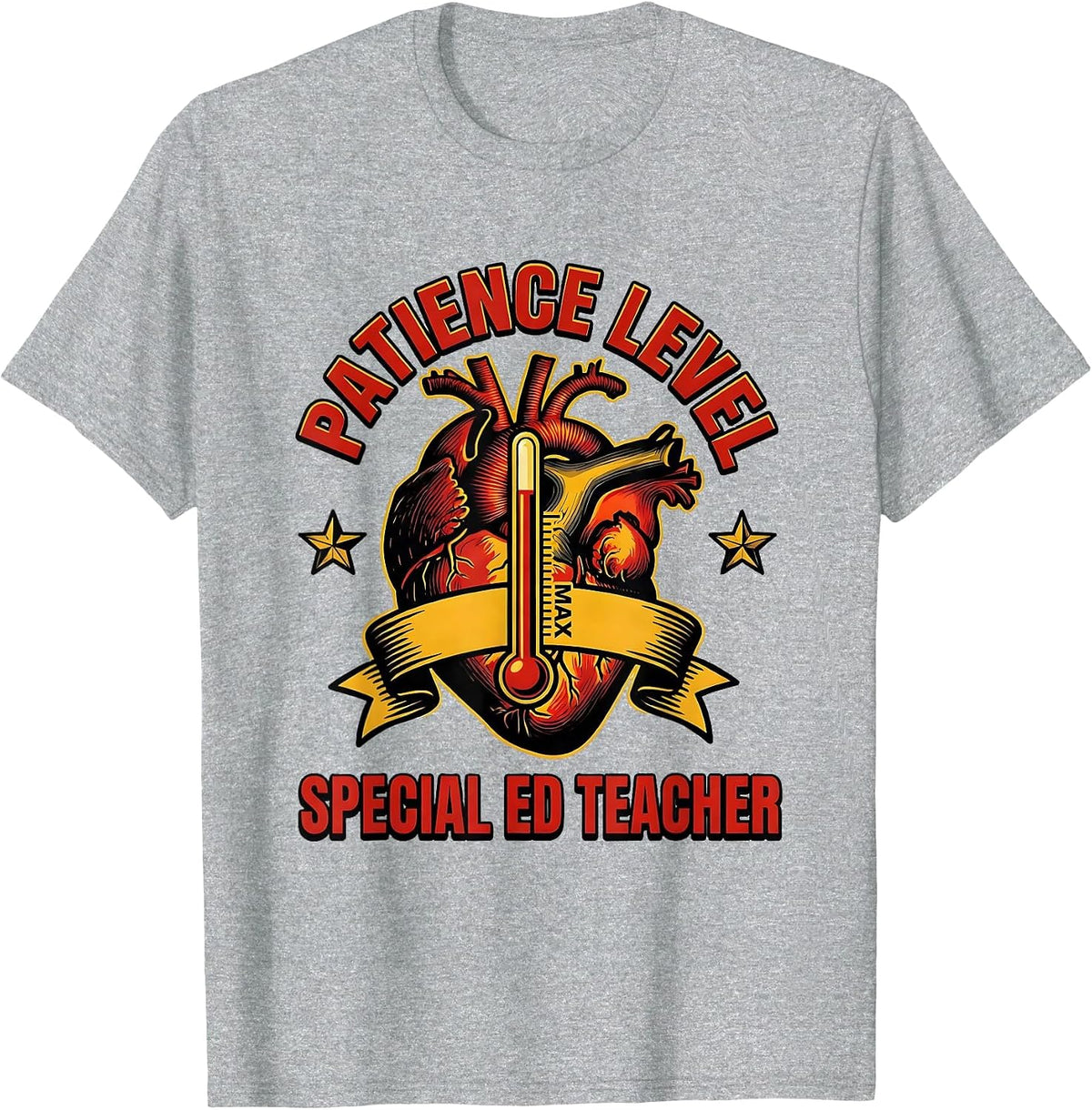 Men's Patience Level Special Ed Teacher Graphic Design T-Shirt - Heather Grey