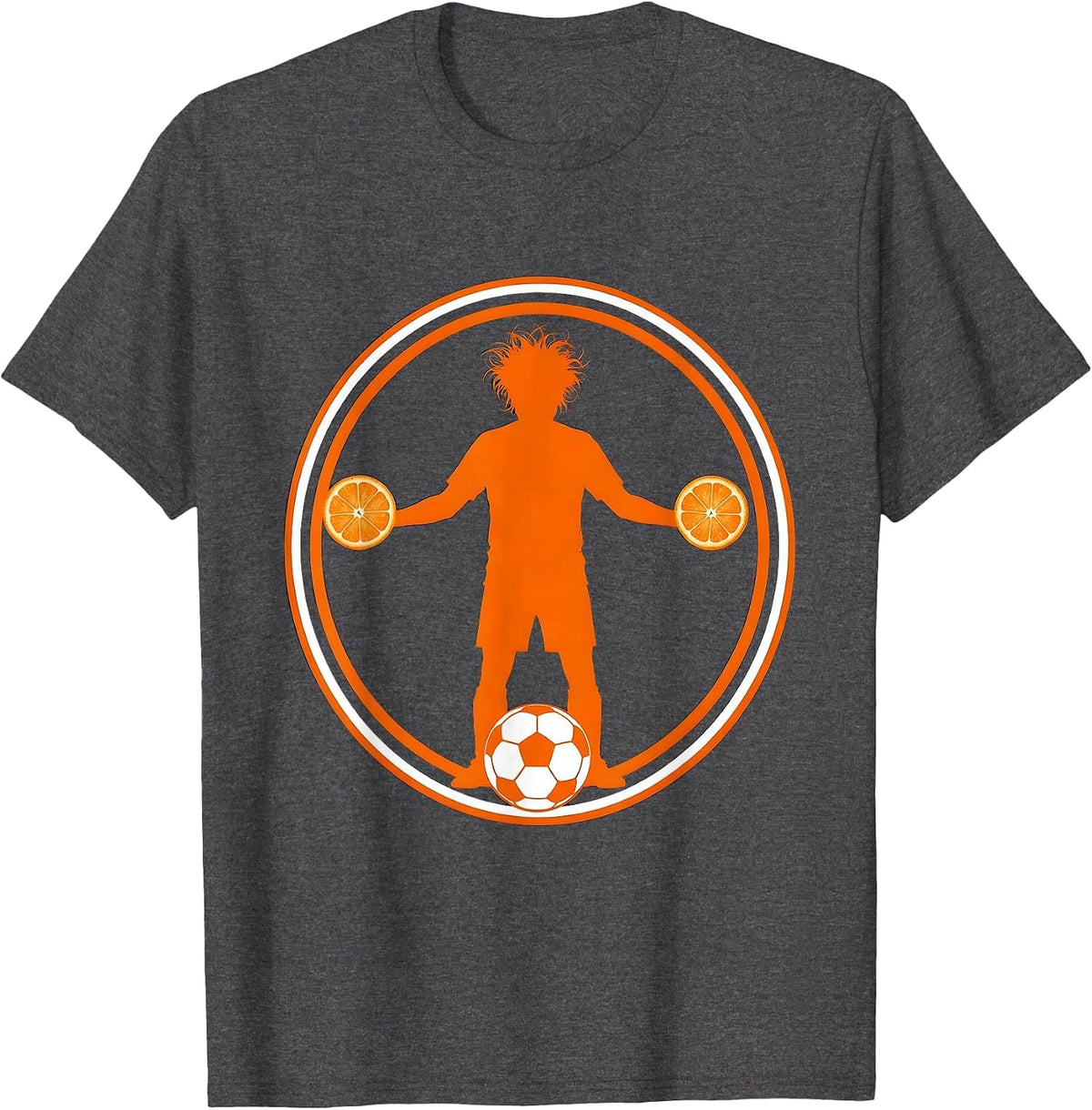 Soccer Dad Orange Slices Graphic Tee T-Shirt - Dark Heather Grey