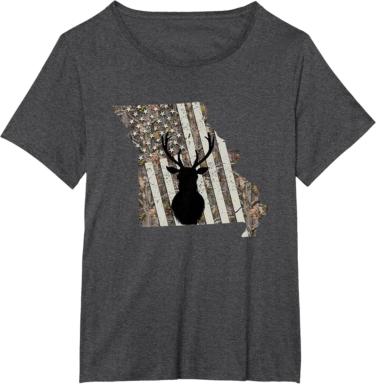 Missouri Whitetail Deer Hunting T-Shirt - Dark Heather Grey