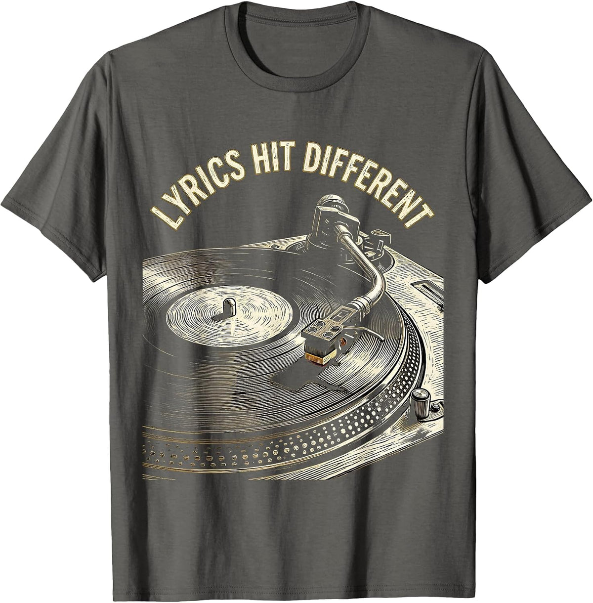 Lyrics Hit Different Hip Hop Music Design T-Shirt - Asphalt Grey