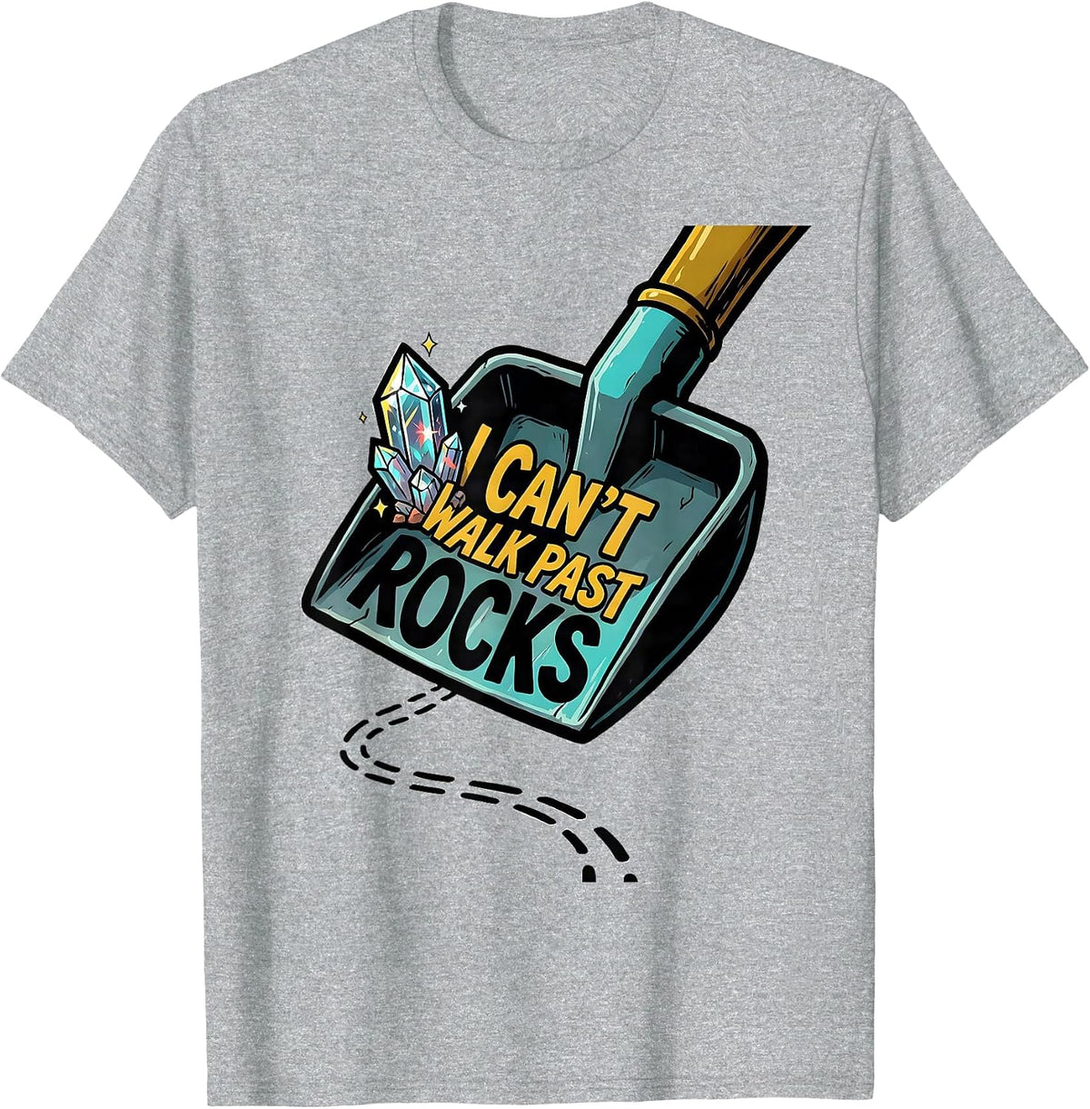 Men's I Can't Walk Past Rocks Funny Rock Collector Geode Hunter T-Shirt - Heather Grey