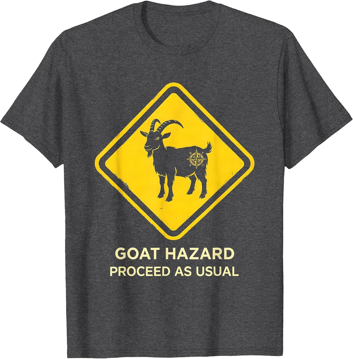 Men's Goat Hazard Proceed As Usual Freemason Square And Compass T-Shirt - Dark Heather Grey