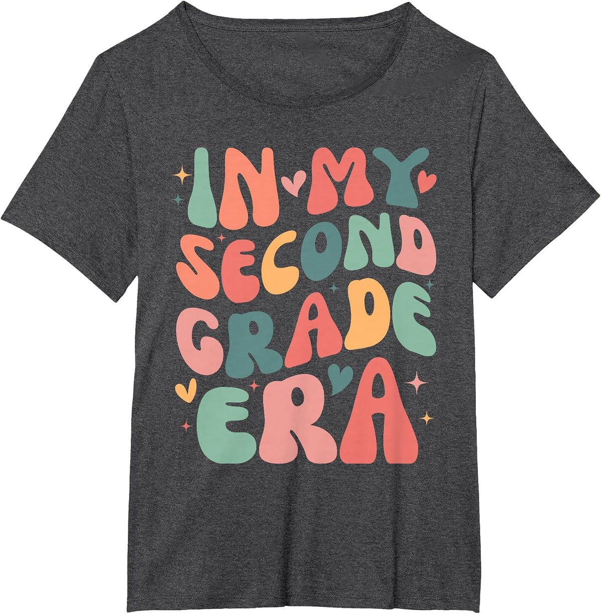 Back to School in My Second Grade Era Groovy Teachers Kids T-Shirt - Dark Heather Grey