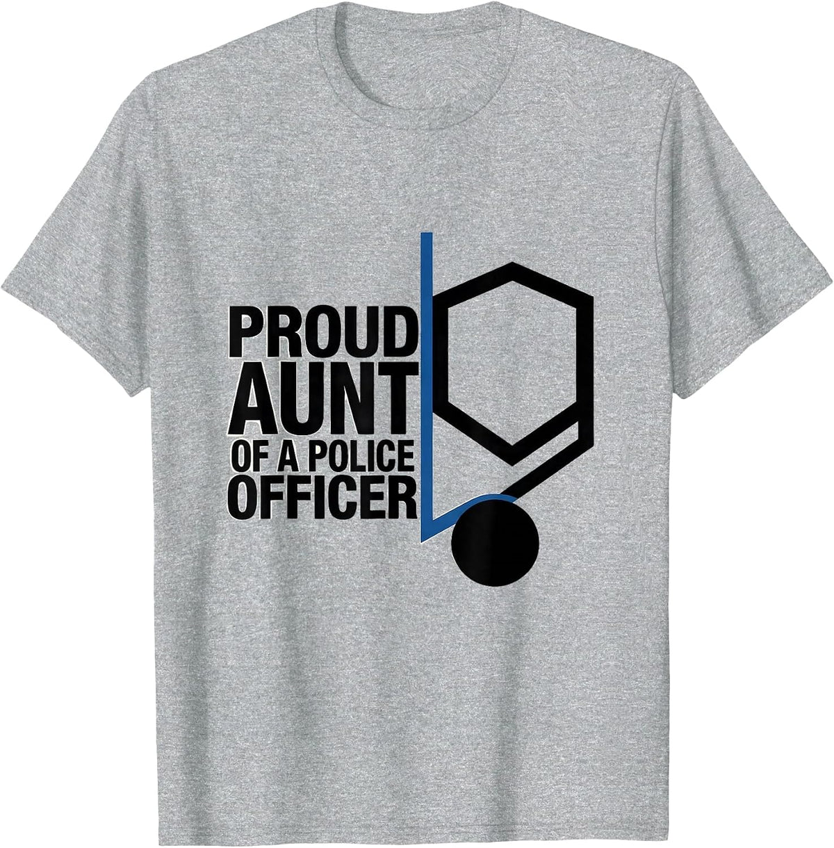 Men's Proud Aunt Of A Police Officer Thin Blue Line Family Tribute T-Shirt - Heather Grey
