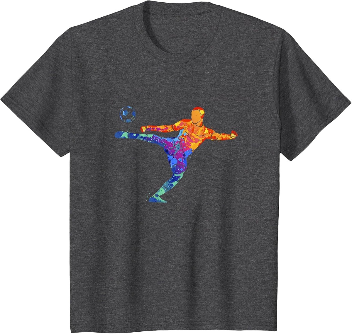 Soccer Athlete Sports Graphic Drawing T-Shirt - Dark Heather Grey
