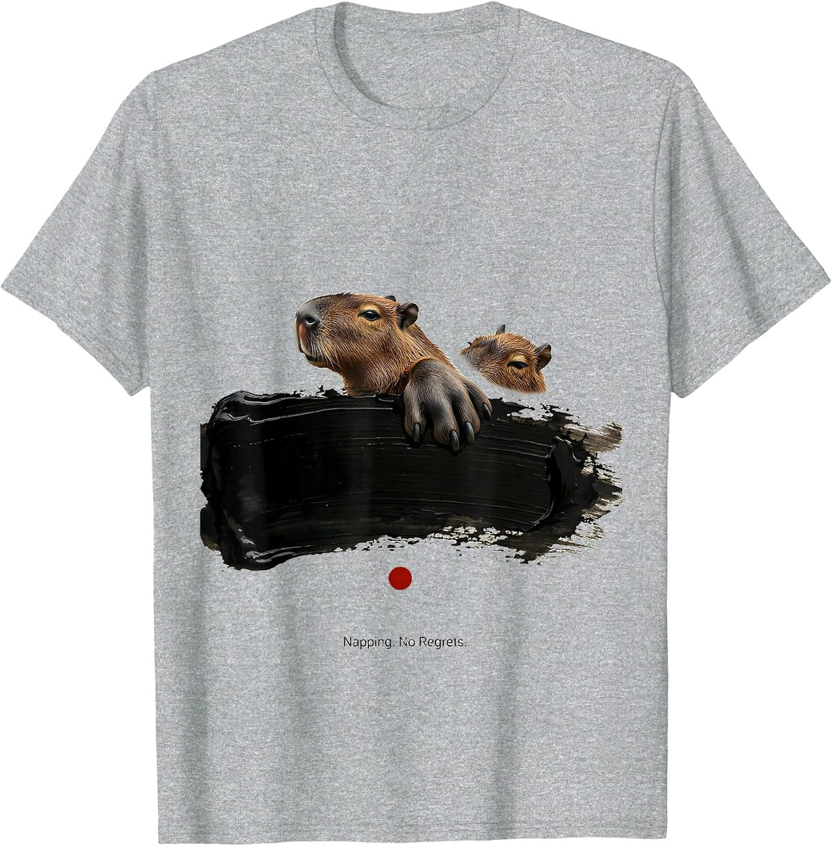 Men's Napping. No Regrets. Cute Capybara Sleepybara Nap Lover T-Shirt - Heather Grey