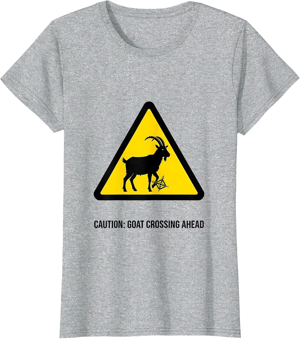 Women's Caution: Goat Crossing Ahead Freemason Square and Compass T-Shirt - Heather Grey