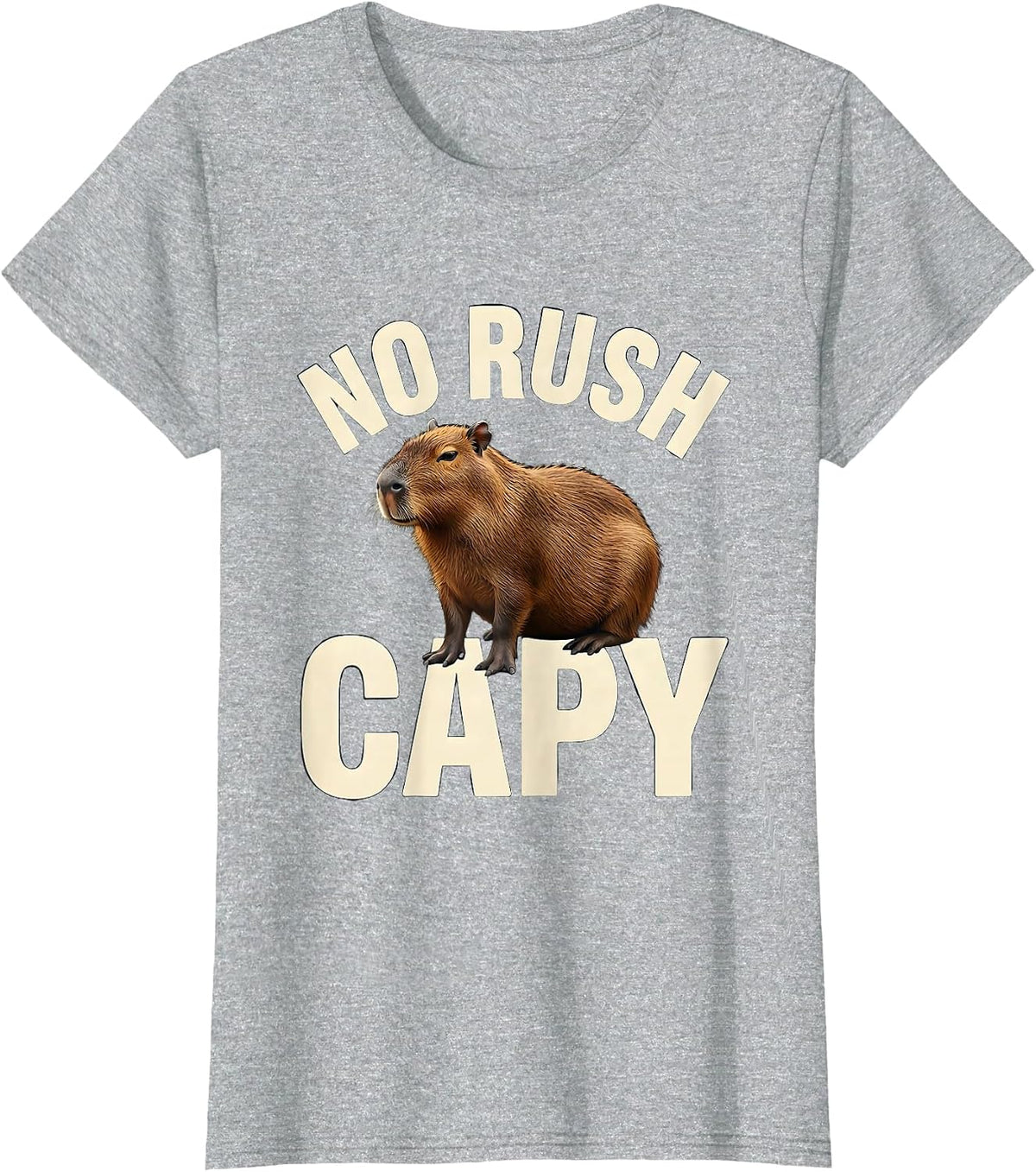No Rush Capy Funny Capybara Animal Meme Gamer Humor T-Shirt - Heather Grey