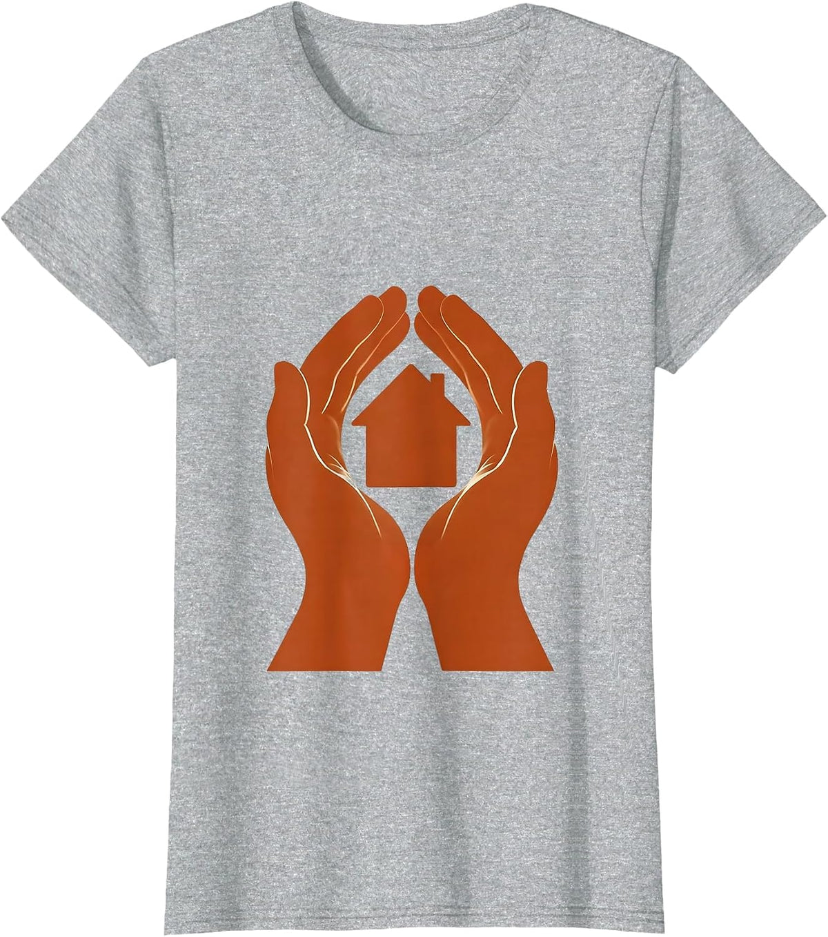 Social Worker Hands Cradling Paper House Graphic T-Shirt - Heather Grey