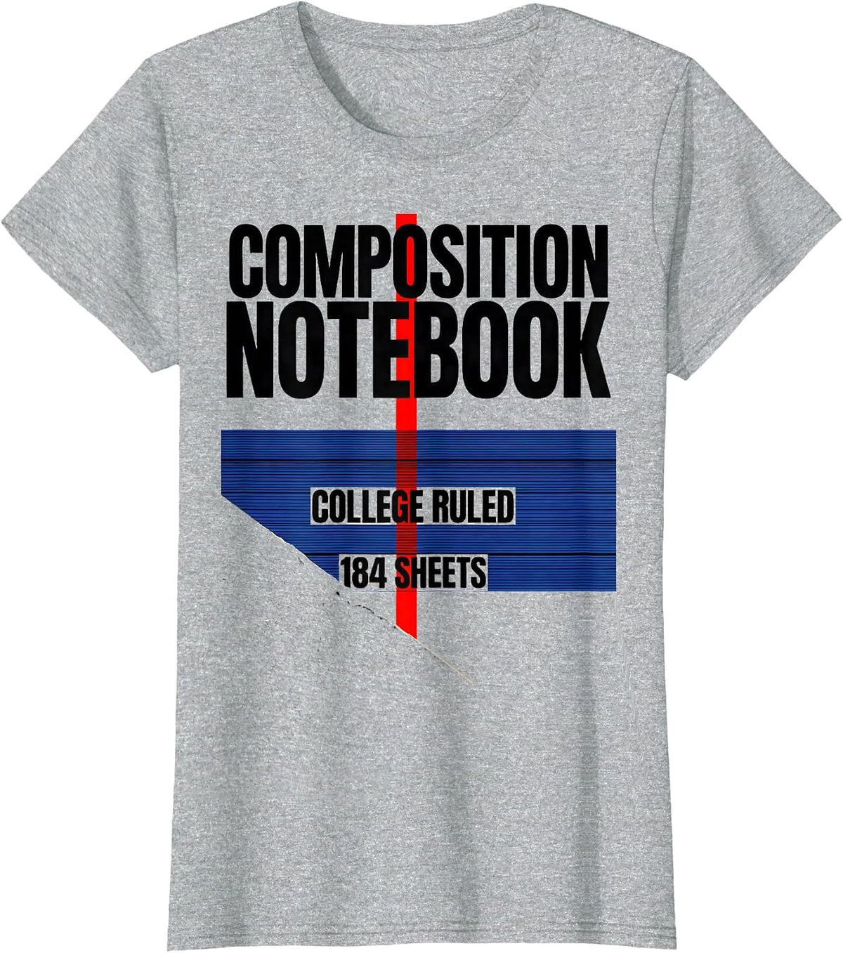 Composition Notebook College Ruled 184 Sheets Teacher T-Shirt - Heather Grey
