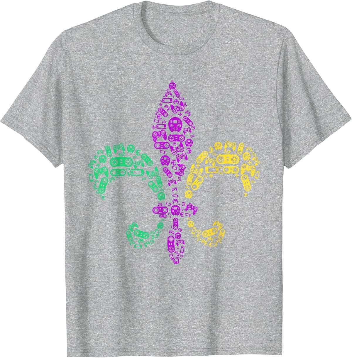 Mardi Gras Video Game Controller Gaming Mardi Gras Kids Men T-Shirt - Heather Grey