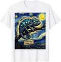 Men's Starry Night Chameleon Comic Book Van Gogh Art Lover T-Shirt - White