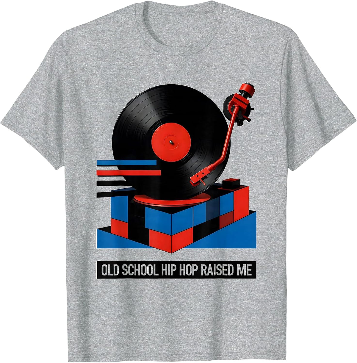 Men's Old School Hip Hop Raised Me Retro Streetwear Vintage T-Shirt - Heather Grey