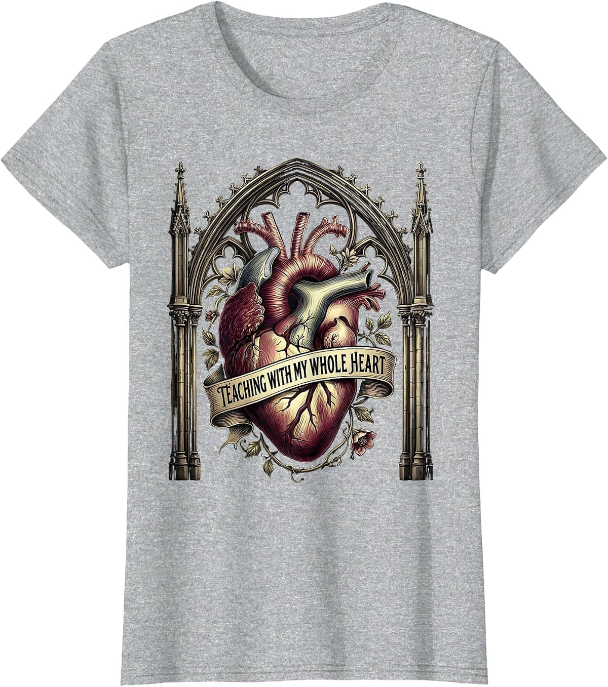 Teaching With My Whole Heart Special Ed Teacher T-Shirt - Heather Grey