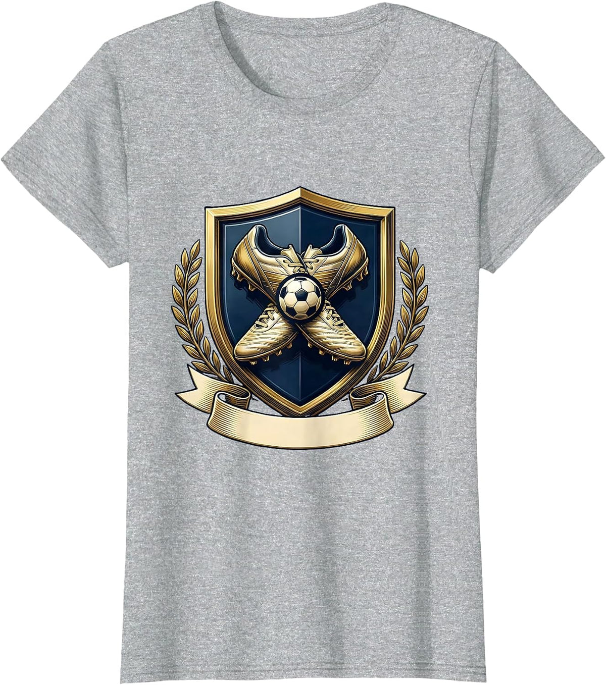 Soccer Dad Crossed Cleats Coat of Arms Design T-Shirt - Heather Grey
