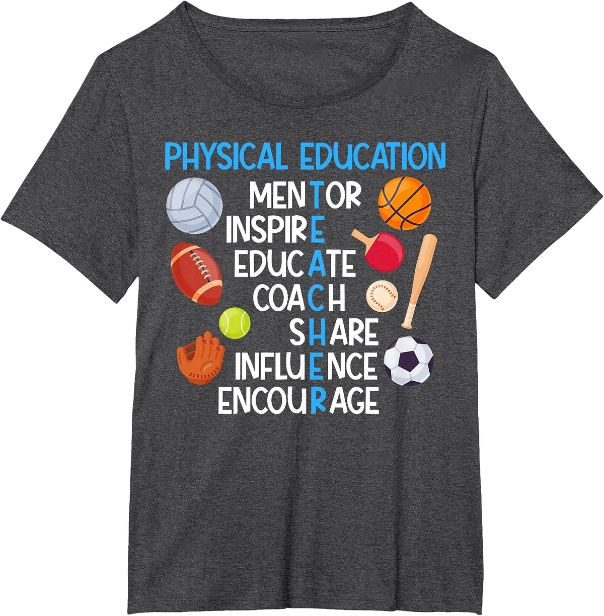 Physical Education Teacher Appreciation PE Teacher T-Shirt - Dark Heather Grey