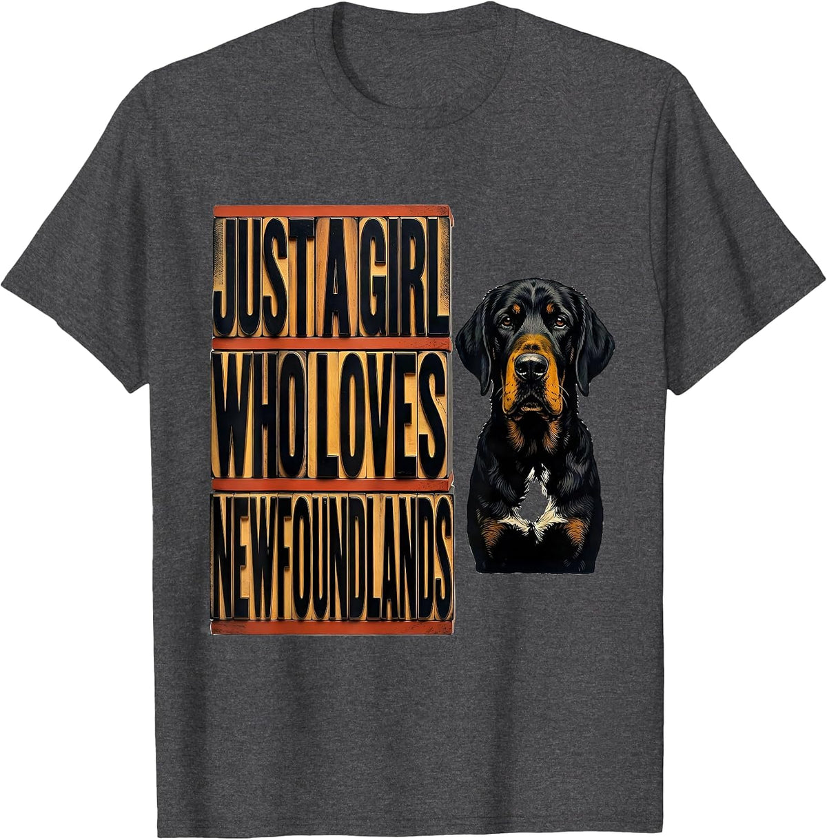 Just A Girl Who Loves Newfoundlands Cute Dog Breed Pride T-Shirt - Dark Heather Grey