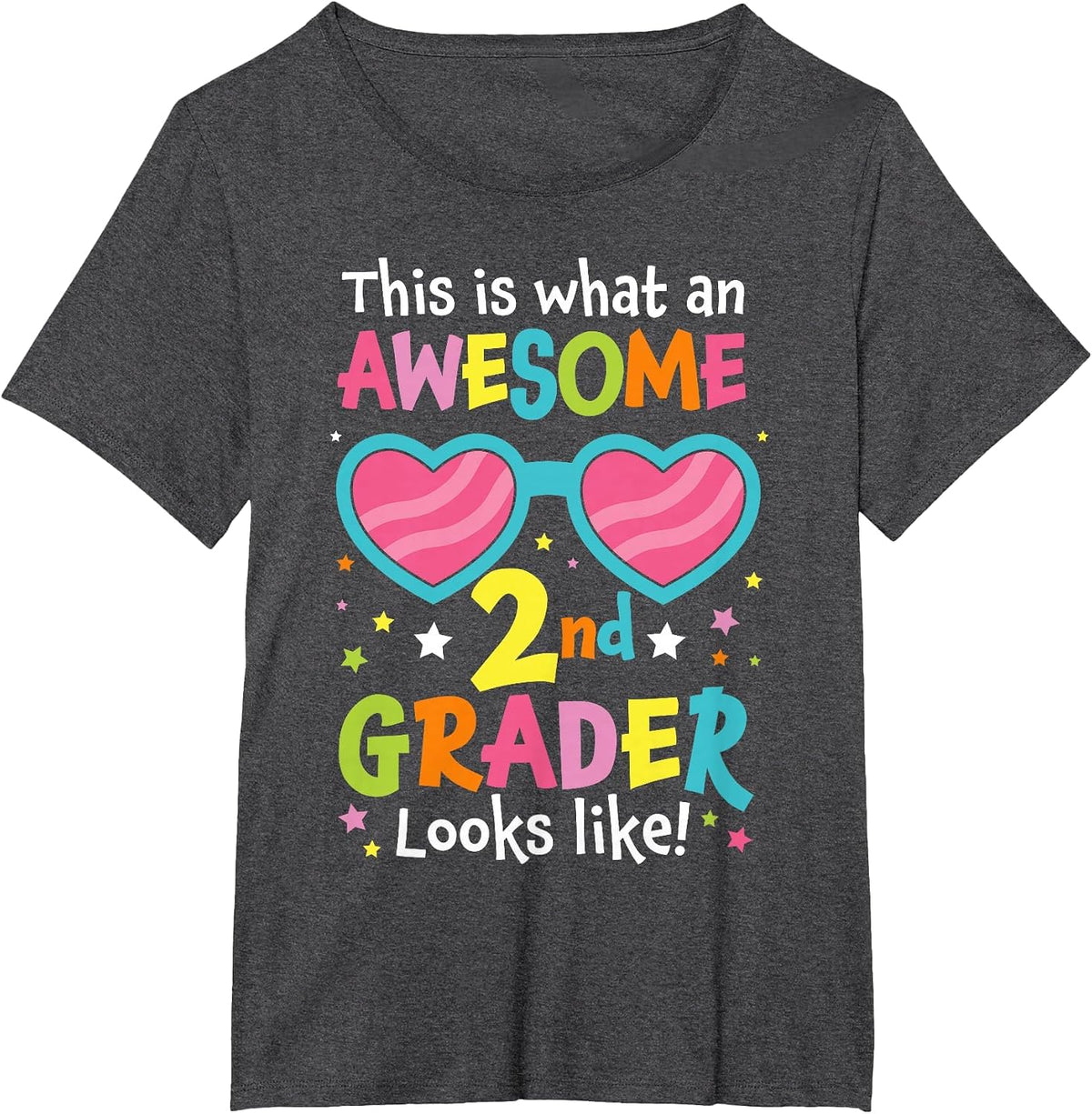 First Day of 2nd Grade Back to School Awesome 2nd Grader T-Shirt - Dark Heather Grey