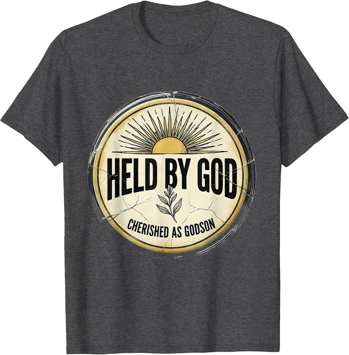 Held By God Cherished As Godson Boho Faith Gift T-Shirt - Dark Heather Grey