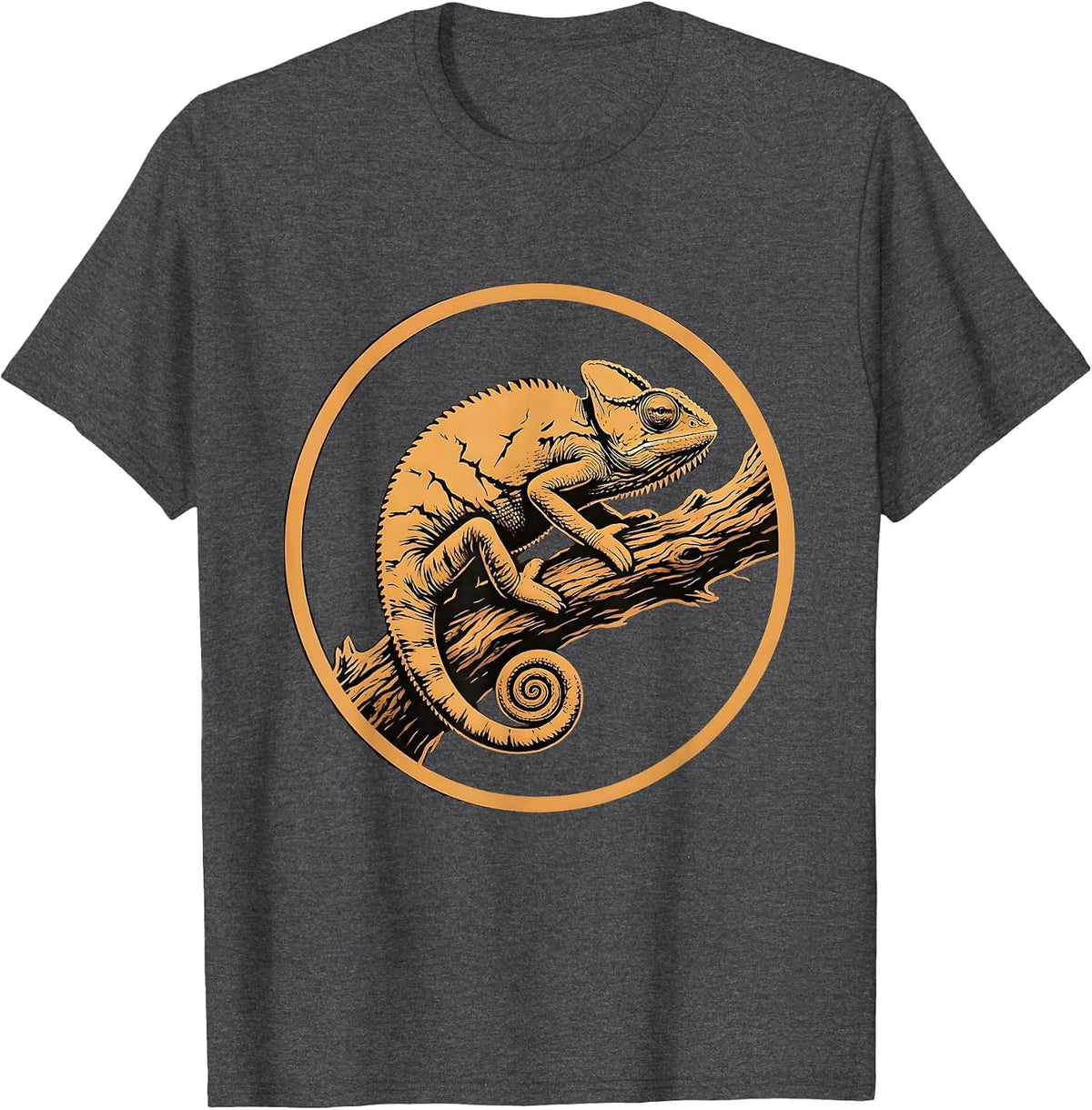 Chameleon Camouflage Tree Bark Nature Art T-Shirt - Dark Heather Grey