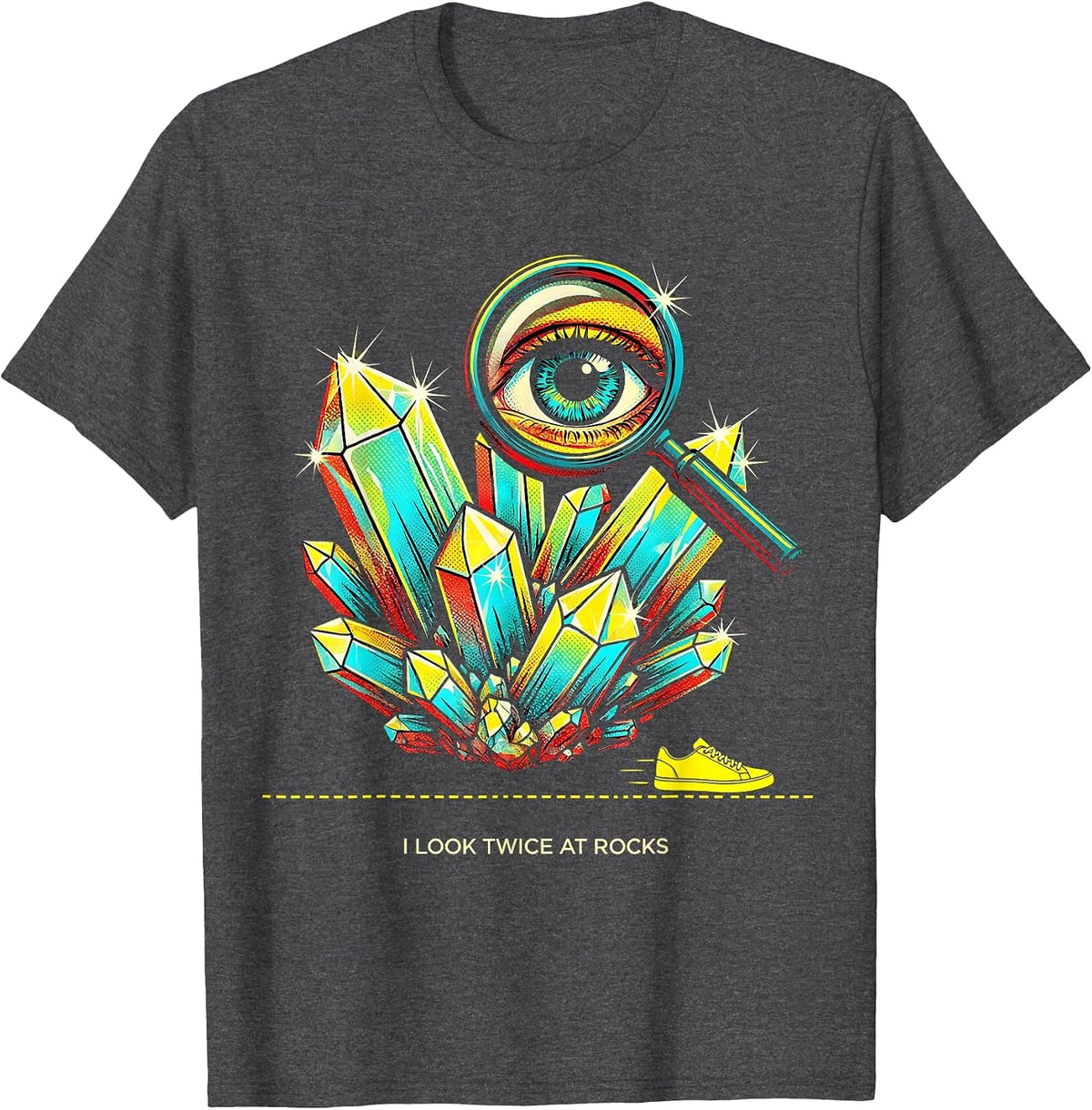 Men's I Look Twice At Rocks Pop Art Funny Rock Collector Geology T-Shirt - Dark Heather Grey