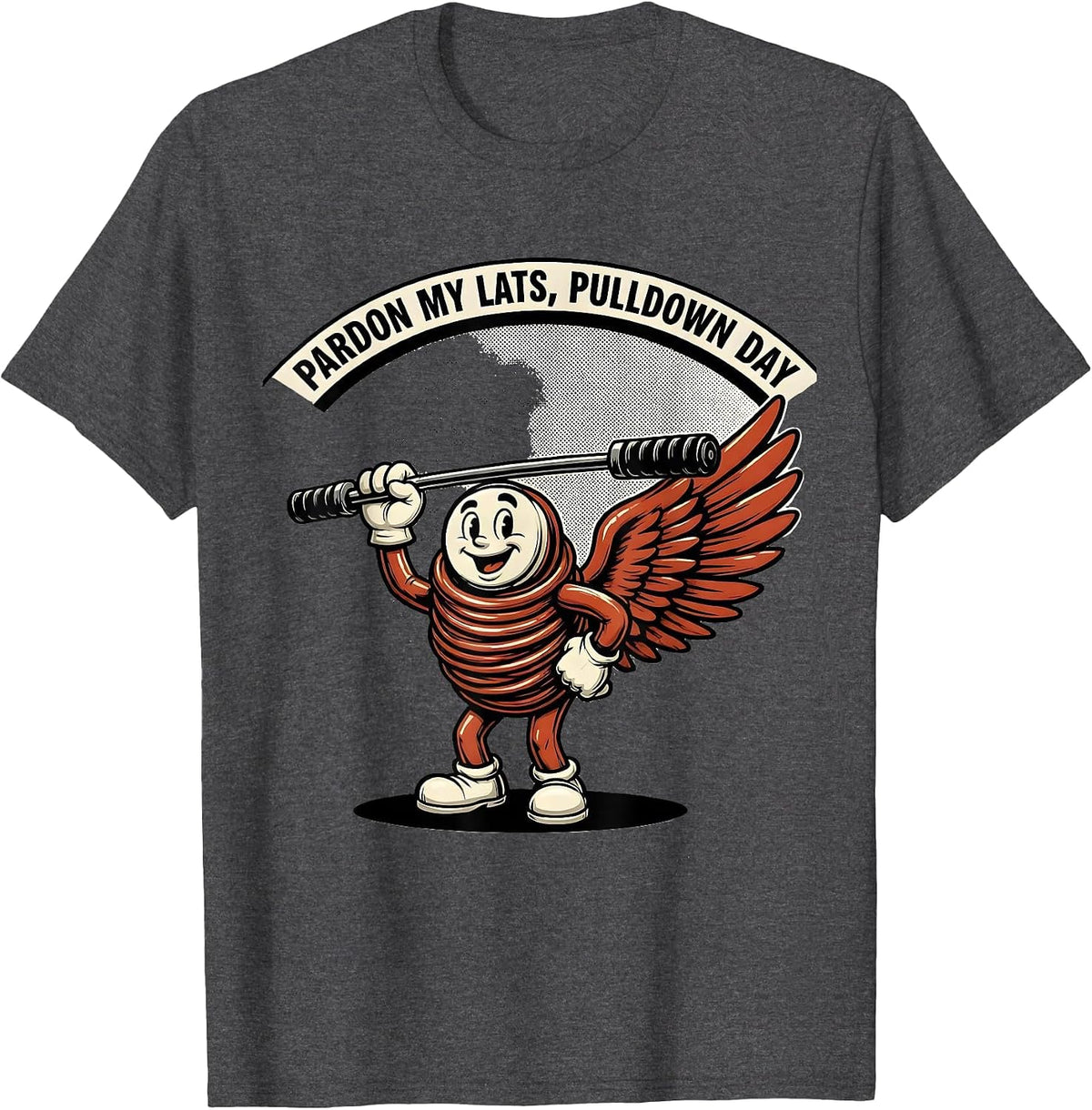 Men's Pardon My Lats, Pulldown Day Funny Gym Workout Pulldown T-Shirt - Dark Heather Grey