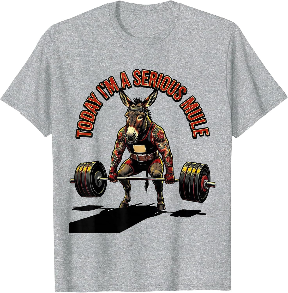 Men's Today I'm A Serious Mule Funny Gym Weightlifting Workout T-Shirt - Heather Grey