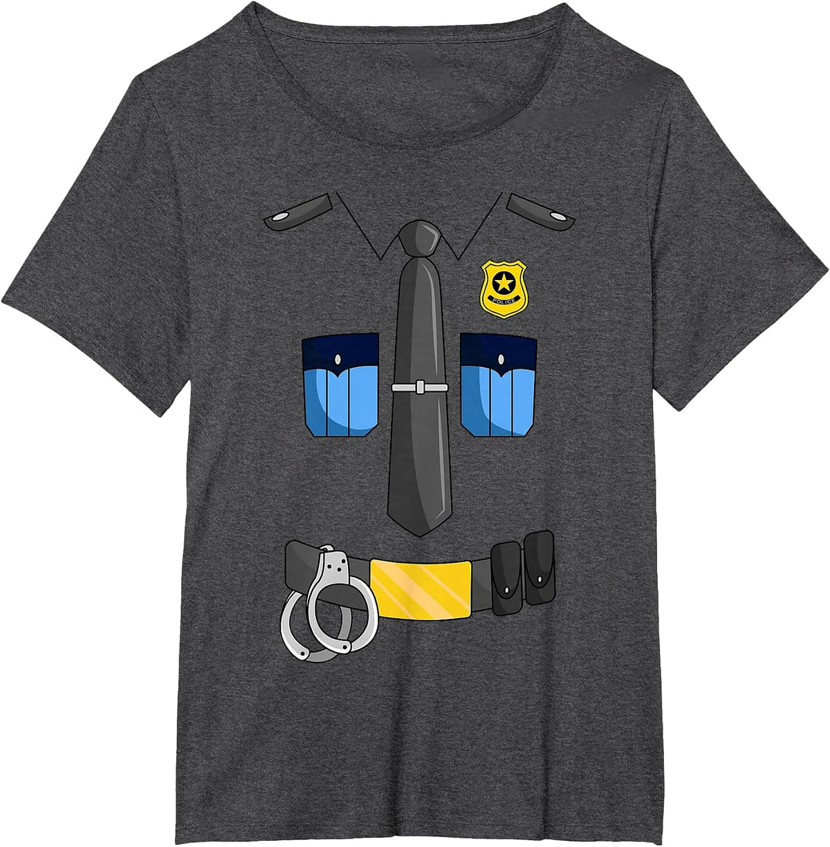 Police Officer Costume Policeman Cop Sheriff Halloween T-Shirt - Dark Heather Grey
