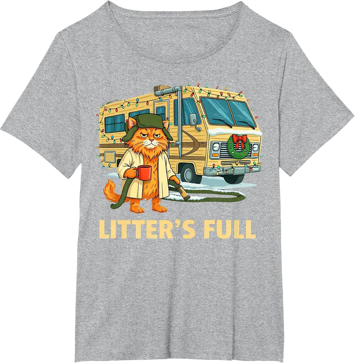 Litter’s Full Cat Parody Tee T-Shirt - Heather Grey