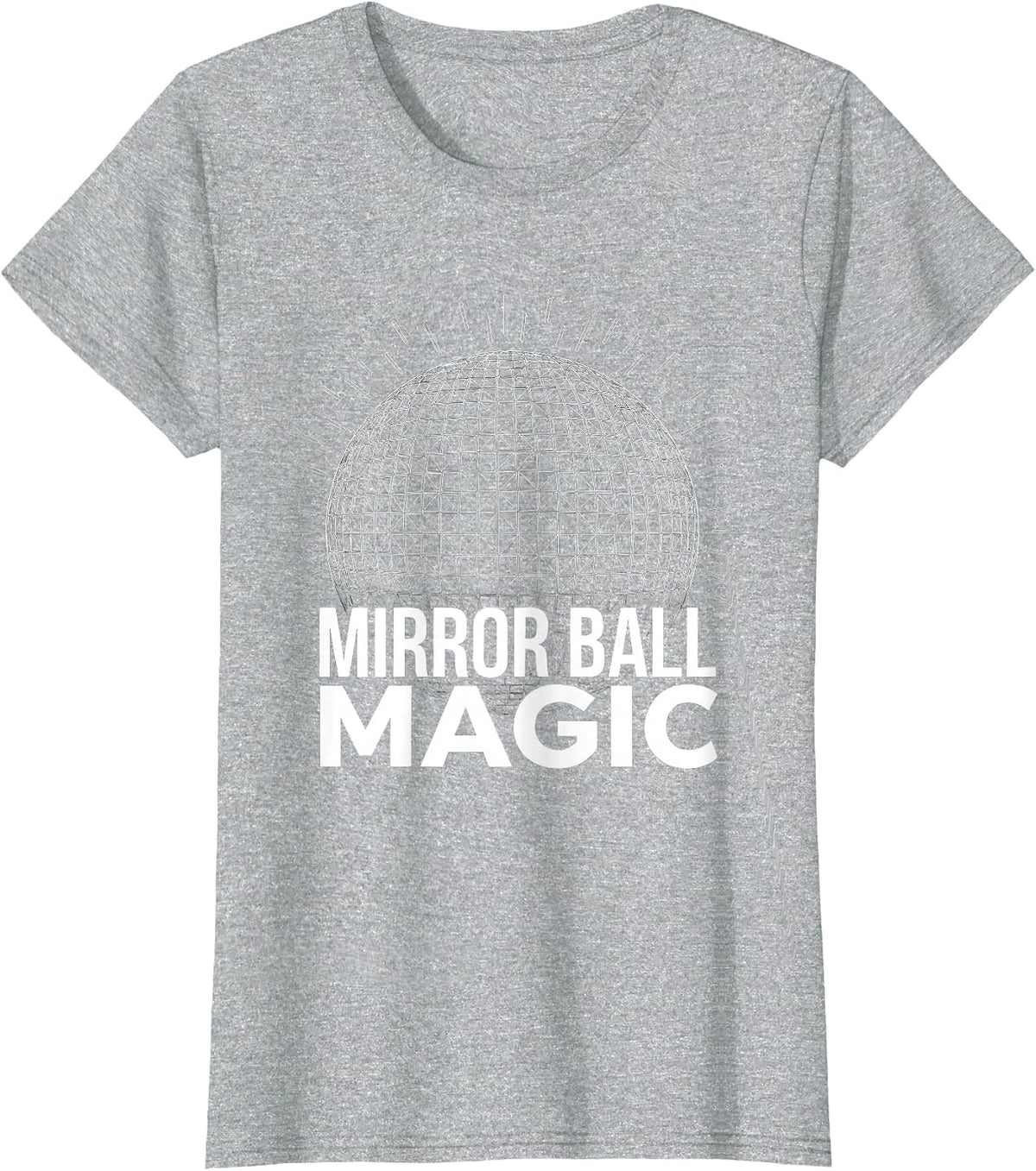 Women's Mirror Ball Magic Disco Graphic Design T-Shirt - Heather Grey