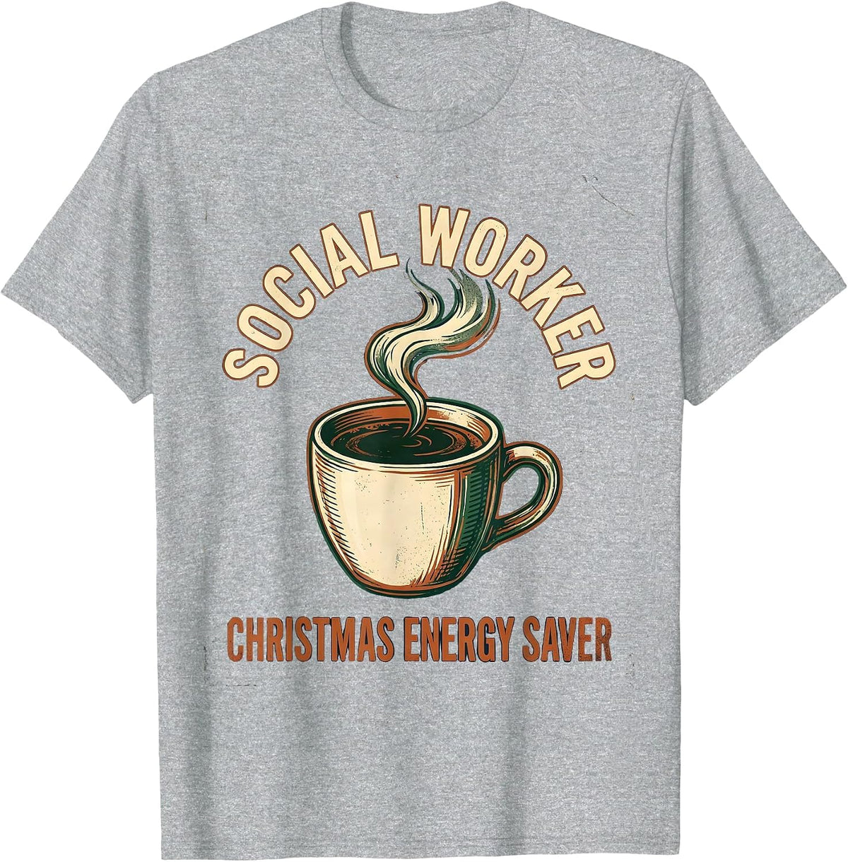 Men's Social Worker, Christmas Energy Saver Vintage Social Work T-Shirt - Heather Grey