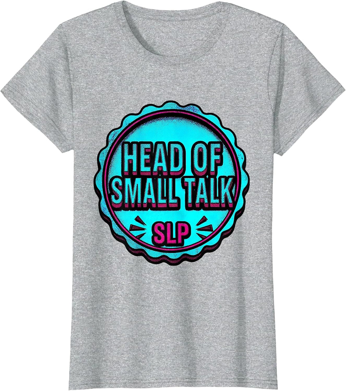 Head of Small Talk SLP Retro Pop Art Speech-Language T-Shirt - Heather Grey