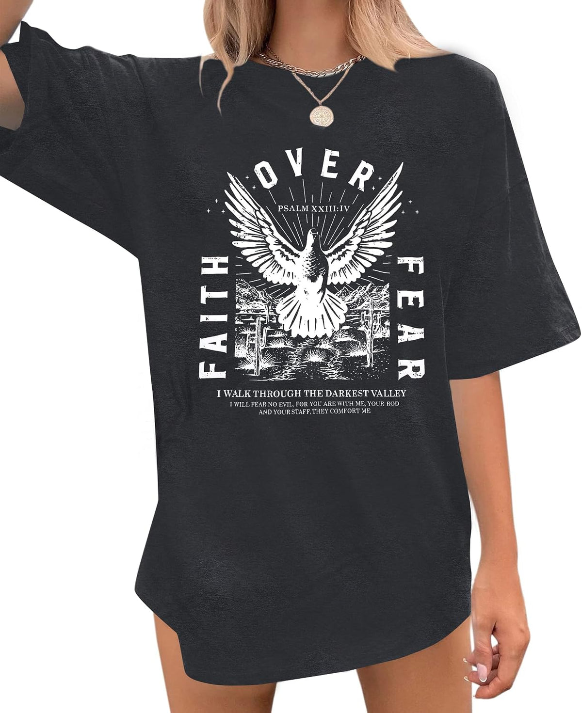 God is Good Shirt Christian Shirts for Women Oversized Jesus Tees - Gray-faith